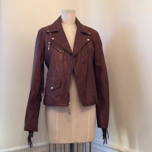 Fringe leather jacket